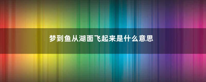 梦到鱼从湖面飞起来是什么意思