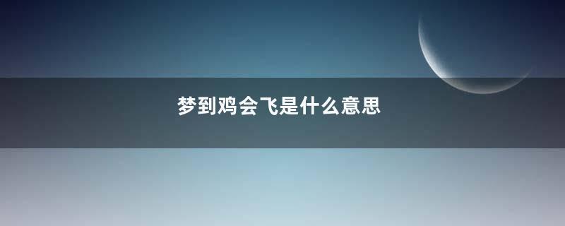 梦到鸡会飞是什么意思