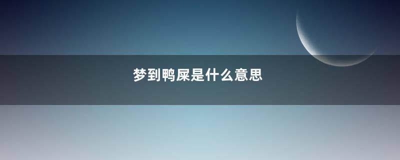 梦到鸭屎是什么意思