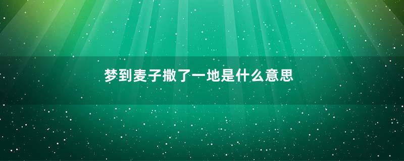 梦到麦子撒了一地是什么意思