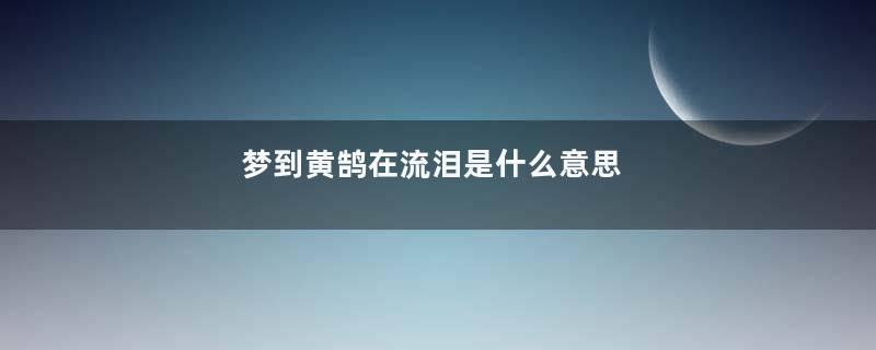 梦到黄鹄在流泪是什么意思