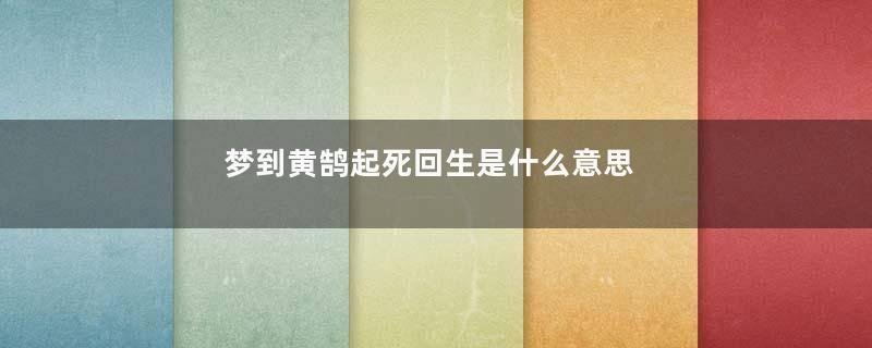 梦到黄鹄起死回生是什么意思
