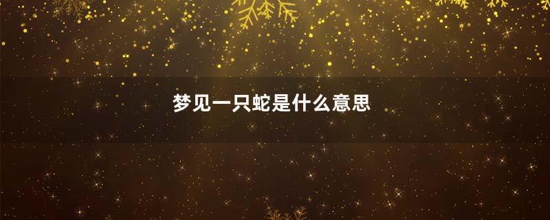 梦见一只蛇是什么意思