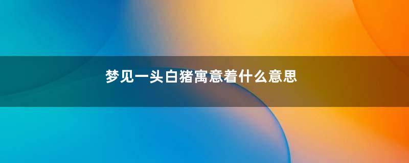 梦见一头白猪寓意着什么意思