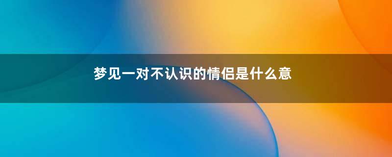 梦见一对不认识的情侣是什么意思