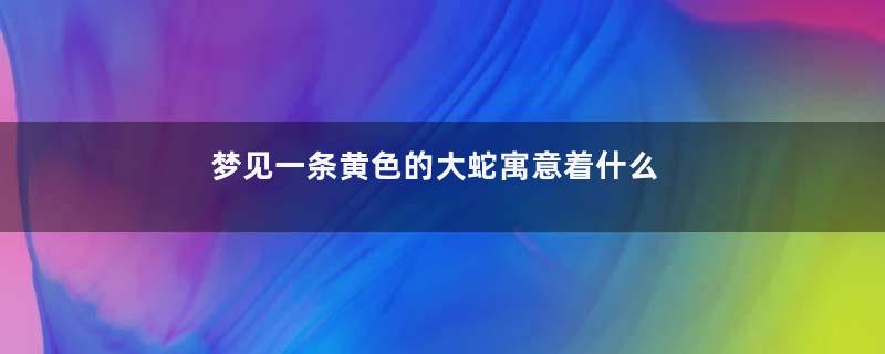 梦见一条黄色的大蛇寓意着什么