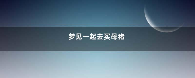 梦见一起去买母猪