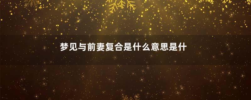 梦见与前妻复合是什么意思是什么意思