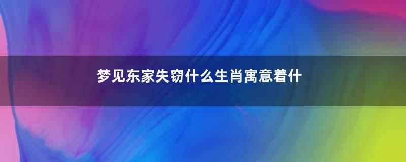 梦见东家失窃什么生肖寓意着什么