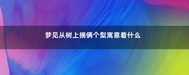 梦见从树上摘俩个梨寓意着什么意思