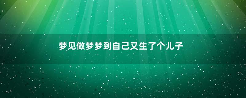 梦见做梦梦到自己又生了个儿子寓意着什么意思