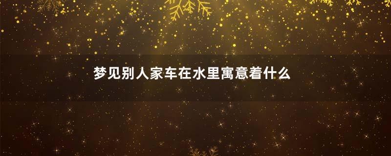 梦见别人家车在水里寓意着什么意思
