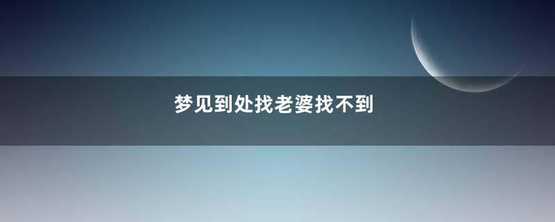 梦见到处找老婆找不到
