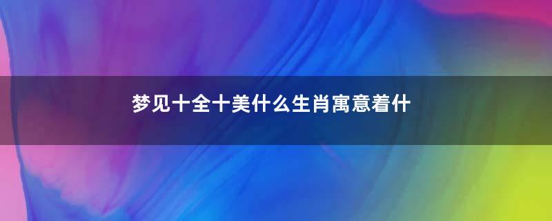 梦见十全十美什么生肖寓意着什么