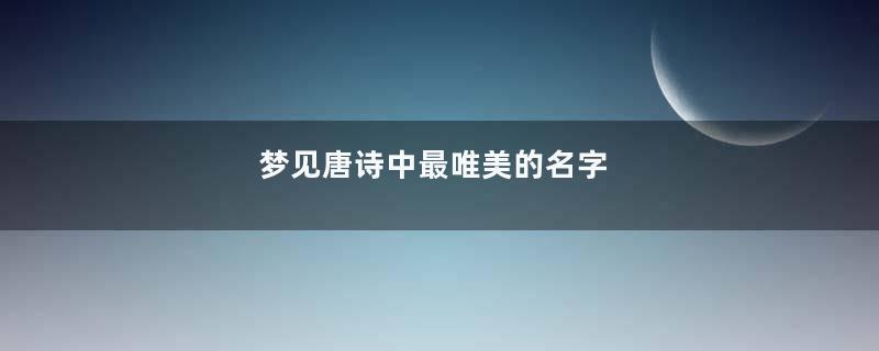 梦见唐诗中最唯美的名字
