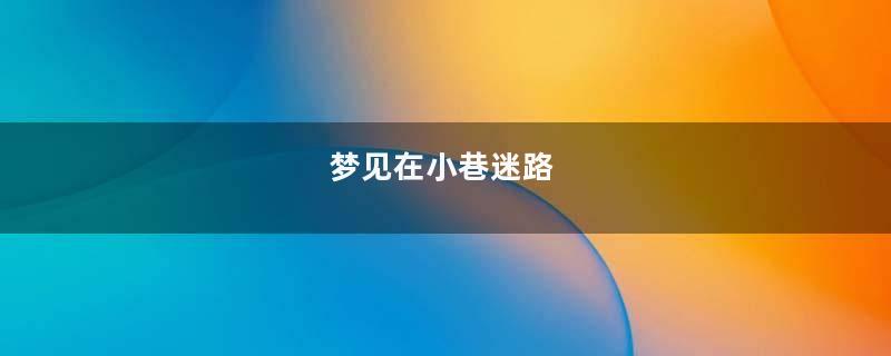 梦见在小巷迷路