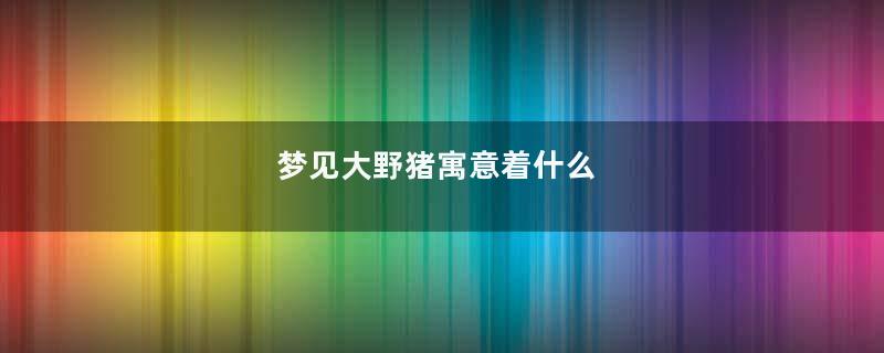 梦见大野猪寓意着什么