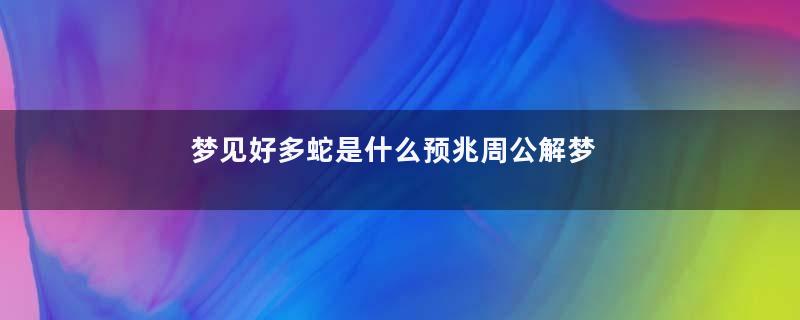 梦见好多蛇是什么预兆周公解梦
