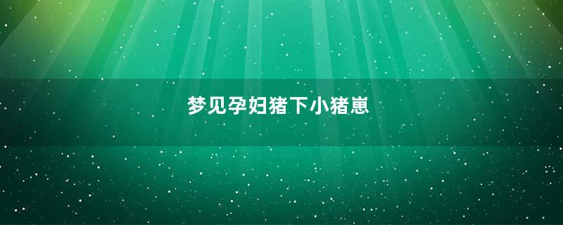 梦见孕妇猪下小猪崽