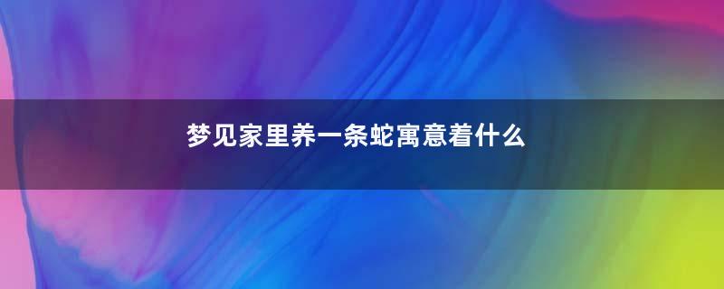 梦见家里养一条蛇寓意着什么