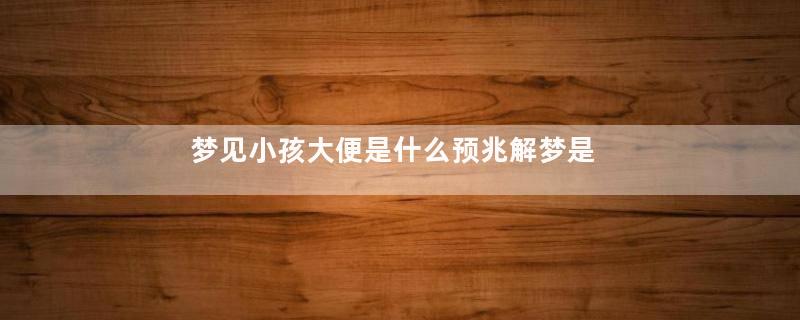 梦见小孩大便是什么预兆解梦是什么意思