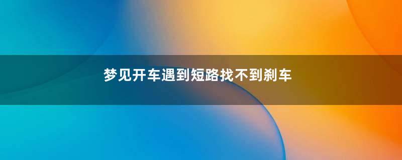 梦到开车遇到短路找不到刹车