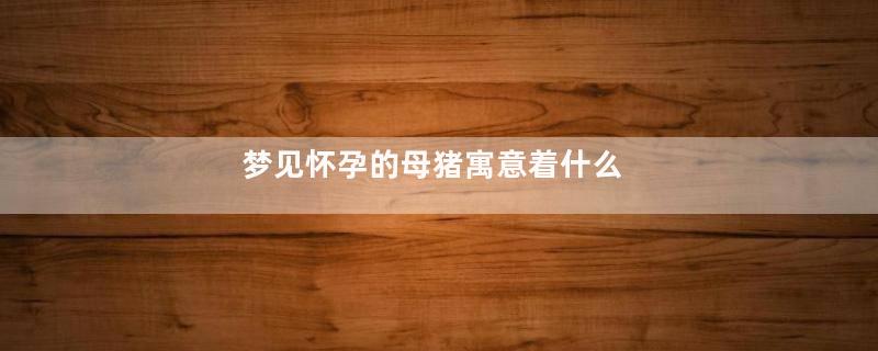 梦见怀孕的母猪寓意着什么