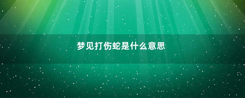梦见打伤蛇是什么意思