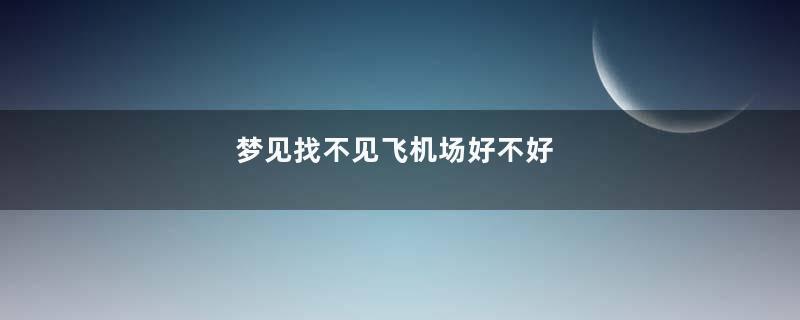 梦见找不见飞机场好不好