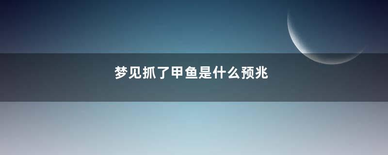 梦见抓了甲鱼是什么预兆