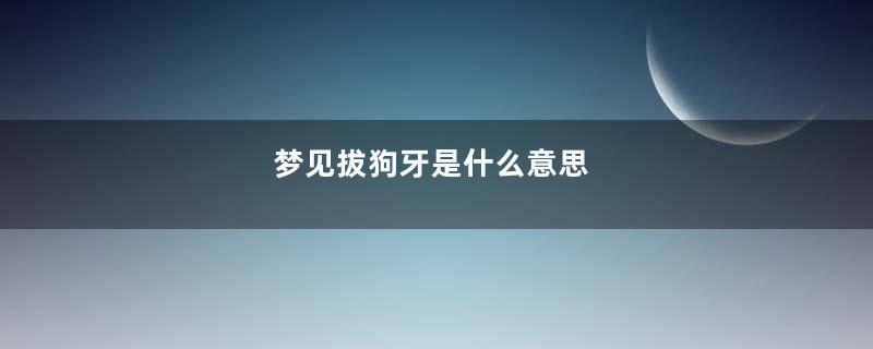 梦见拔狗牙是什么意思