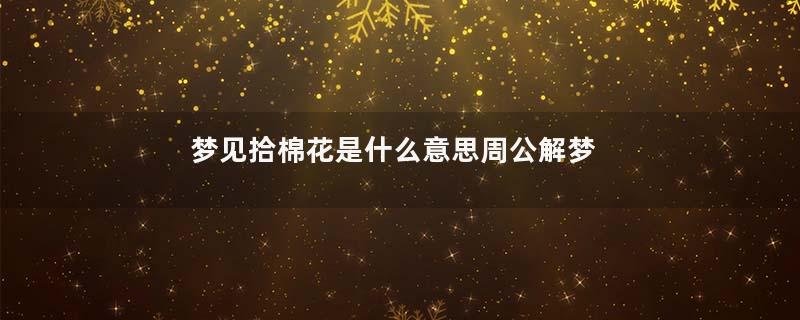 梦见拾棉花是什么意思周公解梦是什么意思
