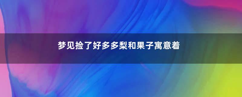 梦见捡了好多多梨和果子寓意着什么