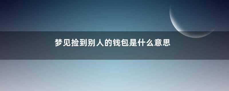 梦见捡到别人的钱包是什么意思