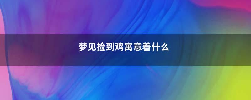 梦见捡到鸡寓意着什么