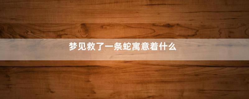 梦见救了一条蛇寓意着什么
