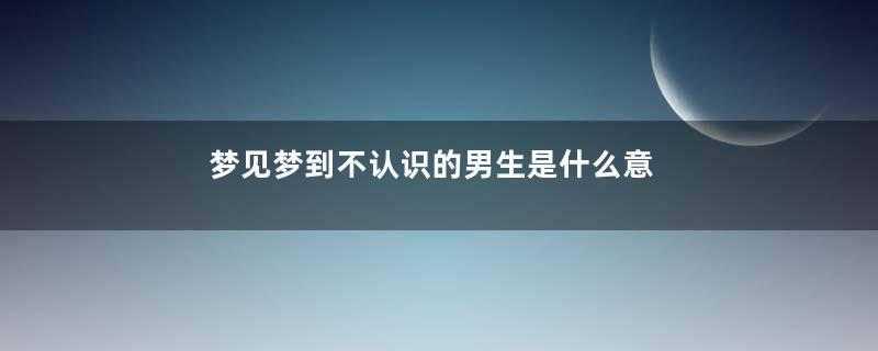 梦见梦到不认识的男生是什么意思