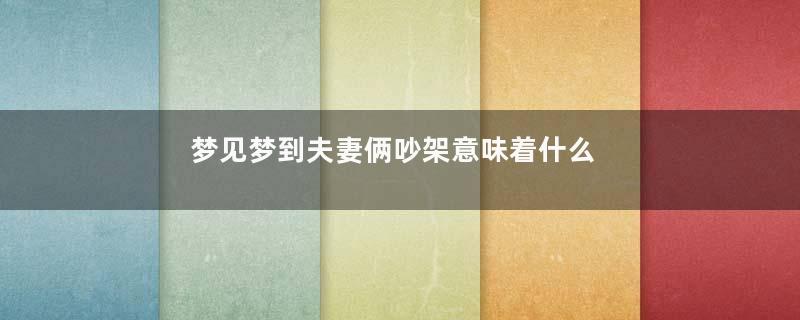 梦见梦到夫妻俩吵架意味着什么好不好