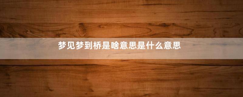 梦见梦到桥是啥意思是什么意思