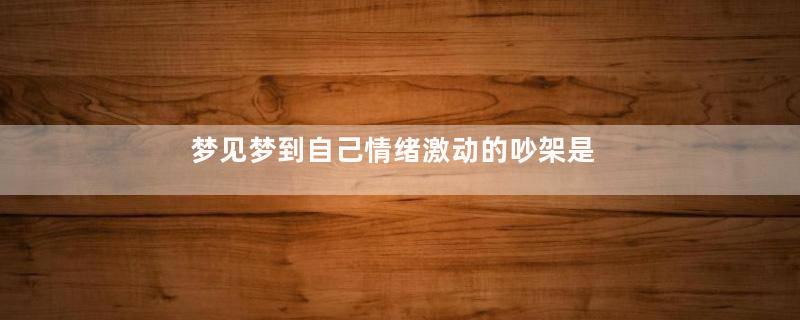梦见梦到自己情绪激动的吵架是什么意思