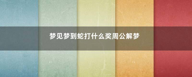 梦到梦到蛇打什么奖周公解梦