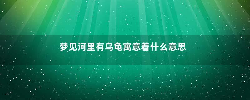 梦见河里有乌龟寓意着什么意思