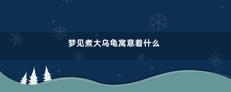 梦见煮大乌龟寓意着什么