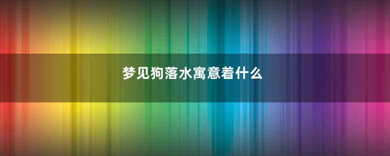 梦见狗落水寓意着什么