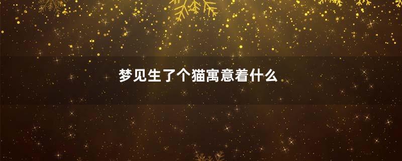 梦见生了个猫寓意着什么