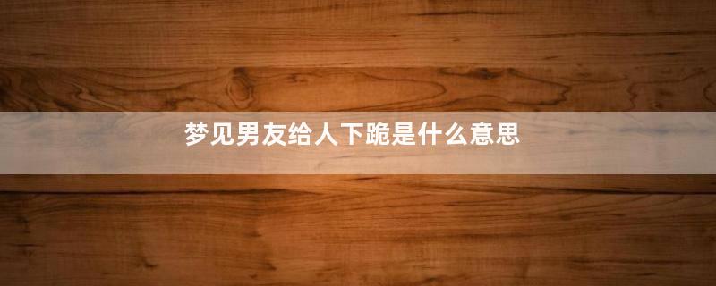 梦见男友给人下跪是什么意思