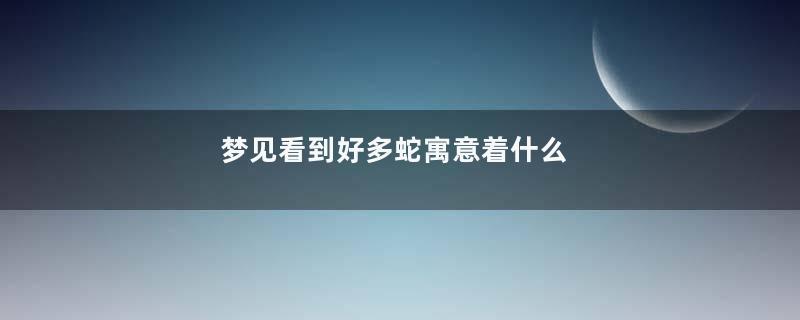 梦见看到好多蛇寓意着什么