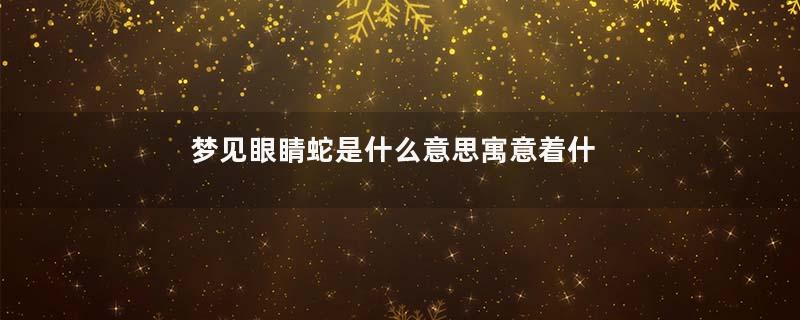 梦见眼睛蛇是什么意思寓意着什么
