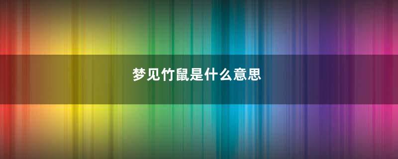 梦见竹鼠是什么意思