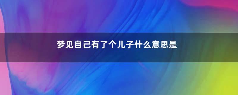 梦见自己有了个儿子什么意思是什么意思